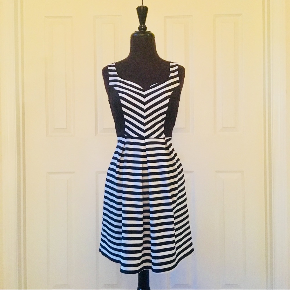 Black & White Striped Mystic Skater Dress